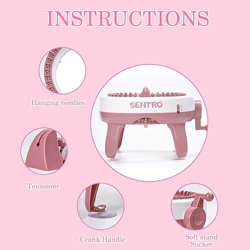 Miniatura 5 de YIMORIA SENTRO Máquina de tejer, rotativa para adultos y niños, máquina de tejer inteligente de 40 agujas, adecuada para principiantes, calcetines