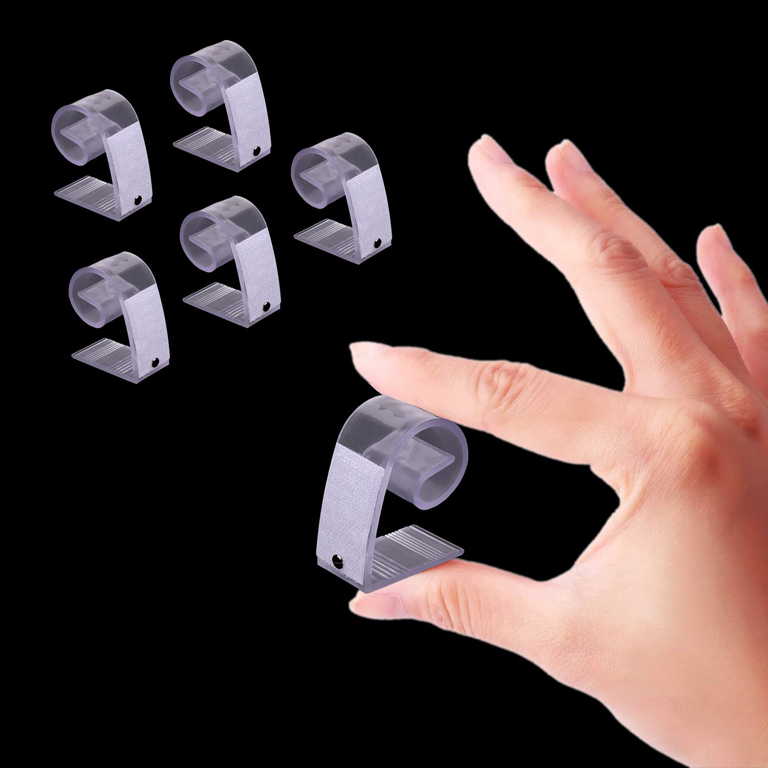 WedDecor Plastic Tablecloth Clips with Hook & Loop Strips, Transparent Table Skirting Clips, Table Skirt Clips, for Banquets, Weddings, Parties, 4.5cm x 2.5cm x 5.2cm, Pack of 12
