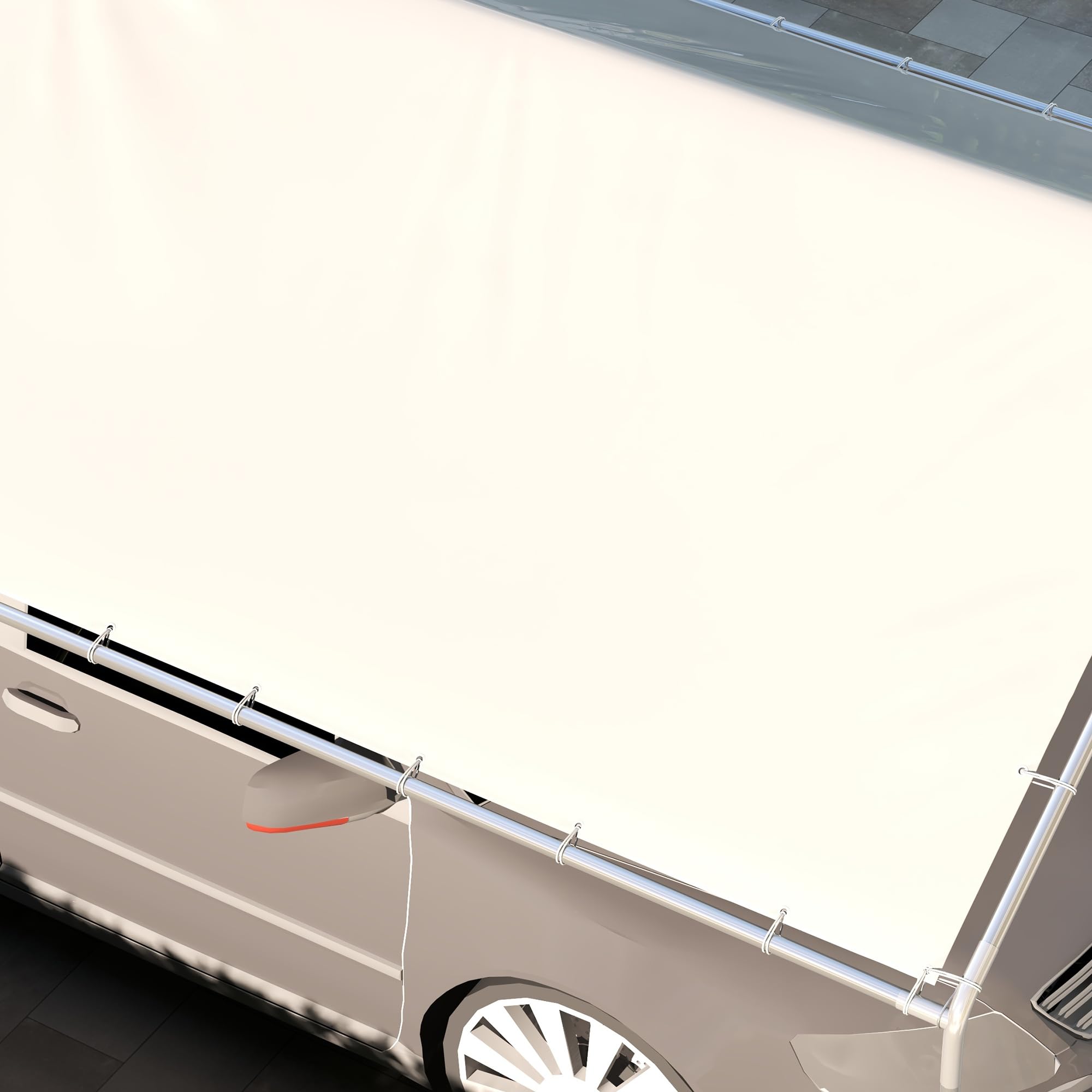Outsunny Telo di Ricambio 6x3 m Anti-UV per Carport Auto, Copertura in Polietilene, Bianco