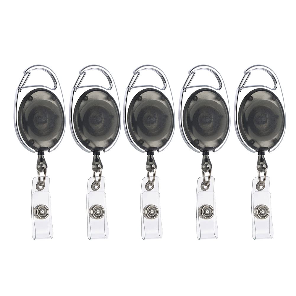 50 Stück einziehbarer Ausweishalter mit Spule, Clip, Schlüsselanhänger, Anti-Verlust-Clip Schlüsselanhänger, 68,9 cm erweiterte Reichweite, transparent schwarz