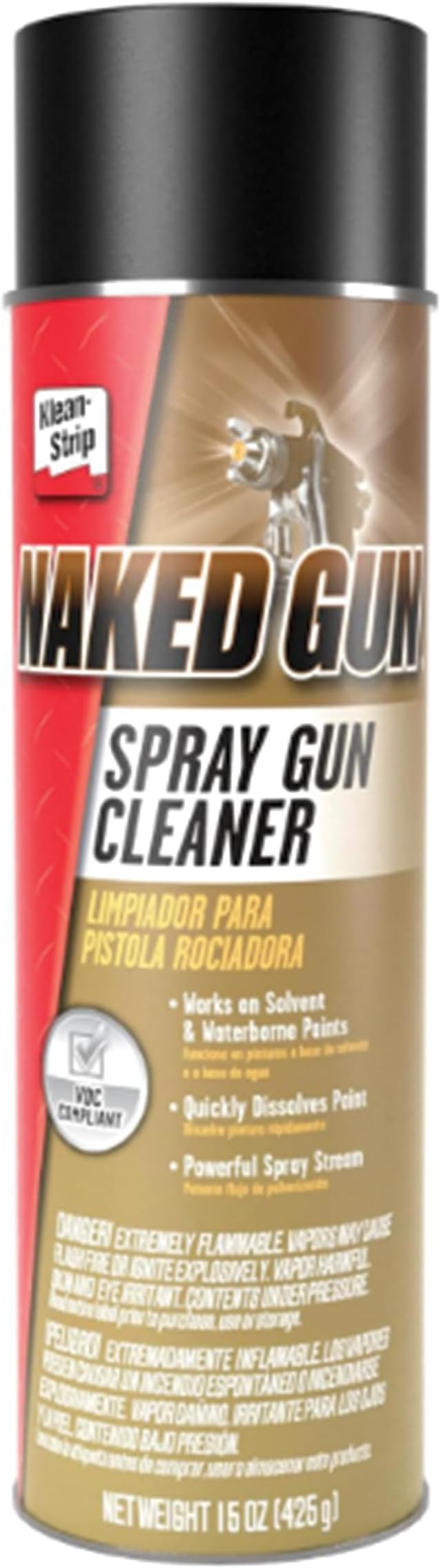 Naked Gun Spray Gun Cleaner, Powerful Aerosol, Solvent & Waterborne Paint Remover, No Residue, 15oz Aerosol