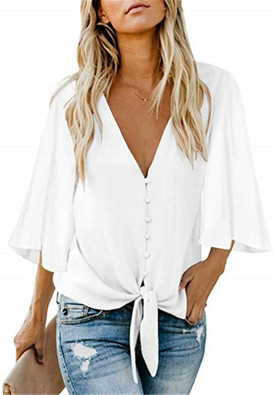 No Brands Sleeve Lining Women S Fashion Loose Tunic Shirt Casual Shirt Female Elegant Shirt Dress Large Size Women Color White Size L Amazon Co Uk Clothing
