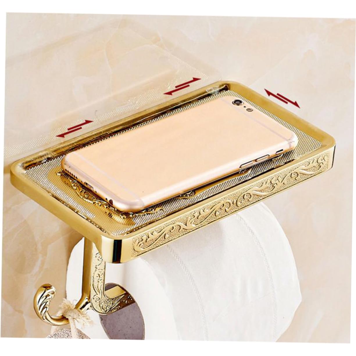 Veemoon Toilettenpapierhalter Aus Rechteckiger Wandmontage Organizer Mit Ablage Für Handy Multifunktionaler Badezimmer Speicher Für Toilettenpapier Und Kleine Gegenstände
