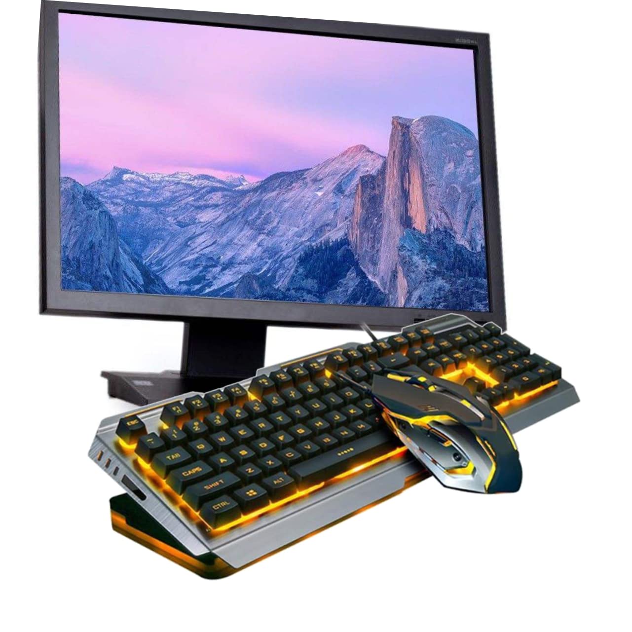 Set Tastiera Meccanica e Mouse Gaming USB Nero Retro | Retroilluminazione Led, Pulsanti Flottanti ad Alta Elasticità, Tasti Multimediali Fn+, Plastica Sabbiata
