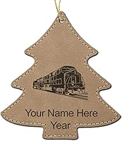 Vista 4 de LaserGram Personalized Christmas Ornament, Freight Train, Faux Leather, Custom Laser Engraved Gift Idea (Tree Shape, Black)