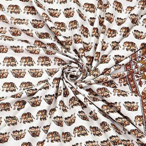 Image of 100% Cotton Single Bedsheet with 1 Pillow Cover | 240 TC Pure Cotton Flat Bed Sheet | Traditional Jaipuri Printed Bedding Set | Soft & Breathable | 60 x 90 Inch (Rangmahal Single 33)