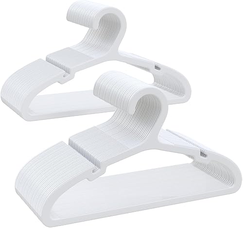 ABHENG Perchas de Plástico para Bebé, Paquete de 60, Perchas Ultra Delgadas para Armario, Antideslizantes, que Ahorran Espacio, Resistentes, 11" An