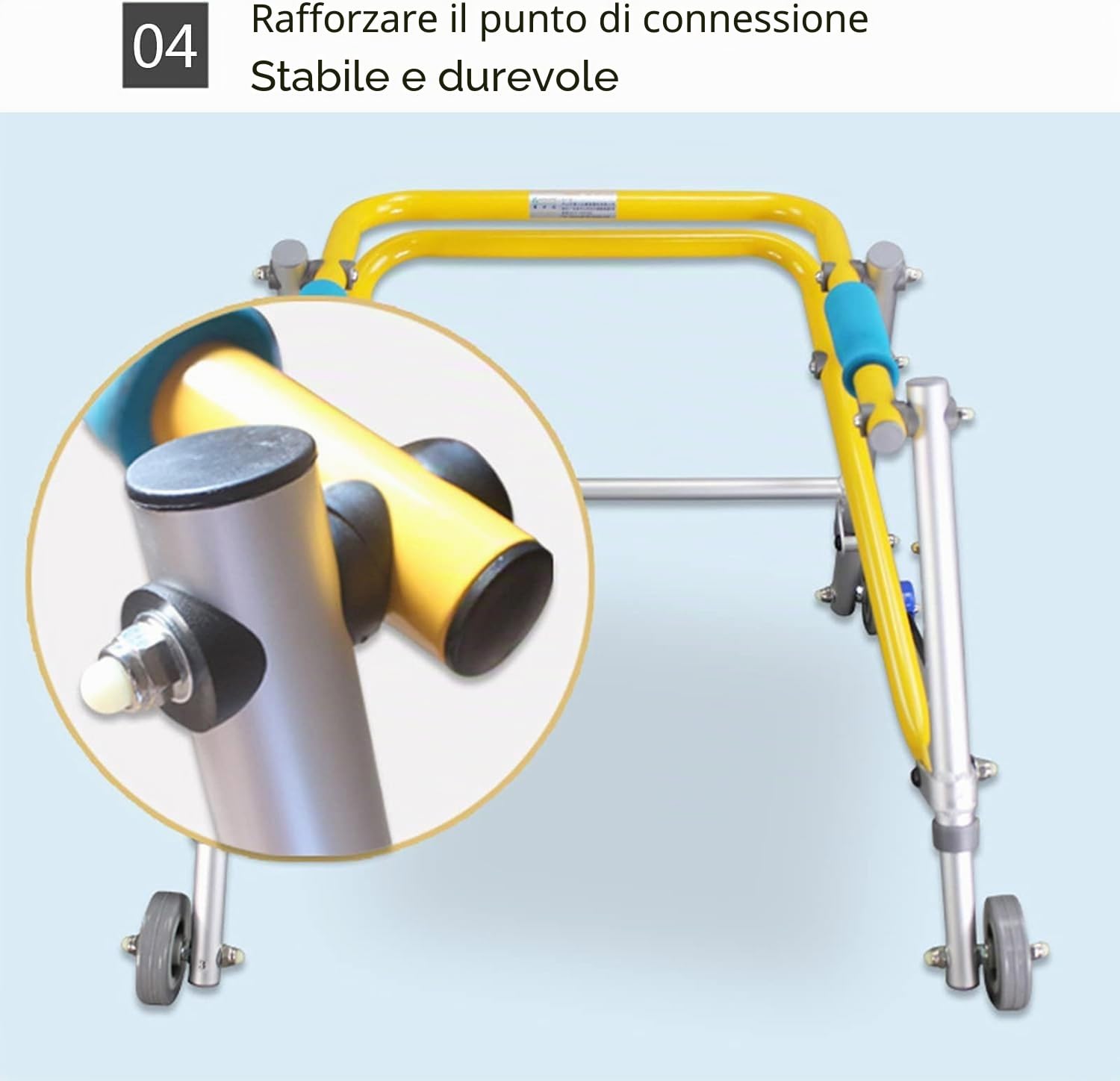 Gait trainer, deambulatore pieghevole per bambini a quattro ruote, camminatore di formazione in piedi carrello per esercizi di riabilitazione per fratture di disabilità (Size : 42-52cm)