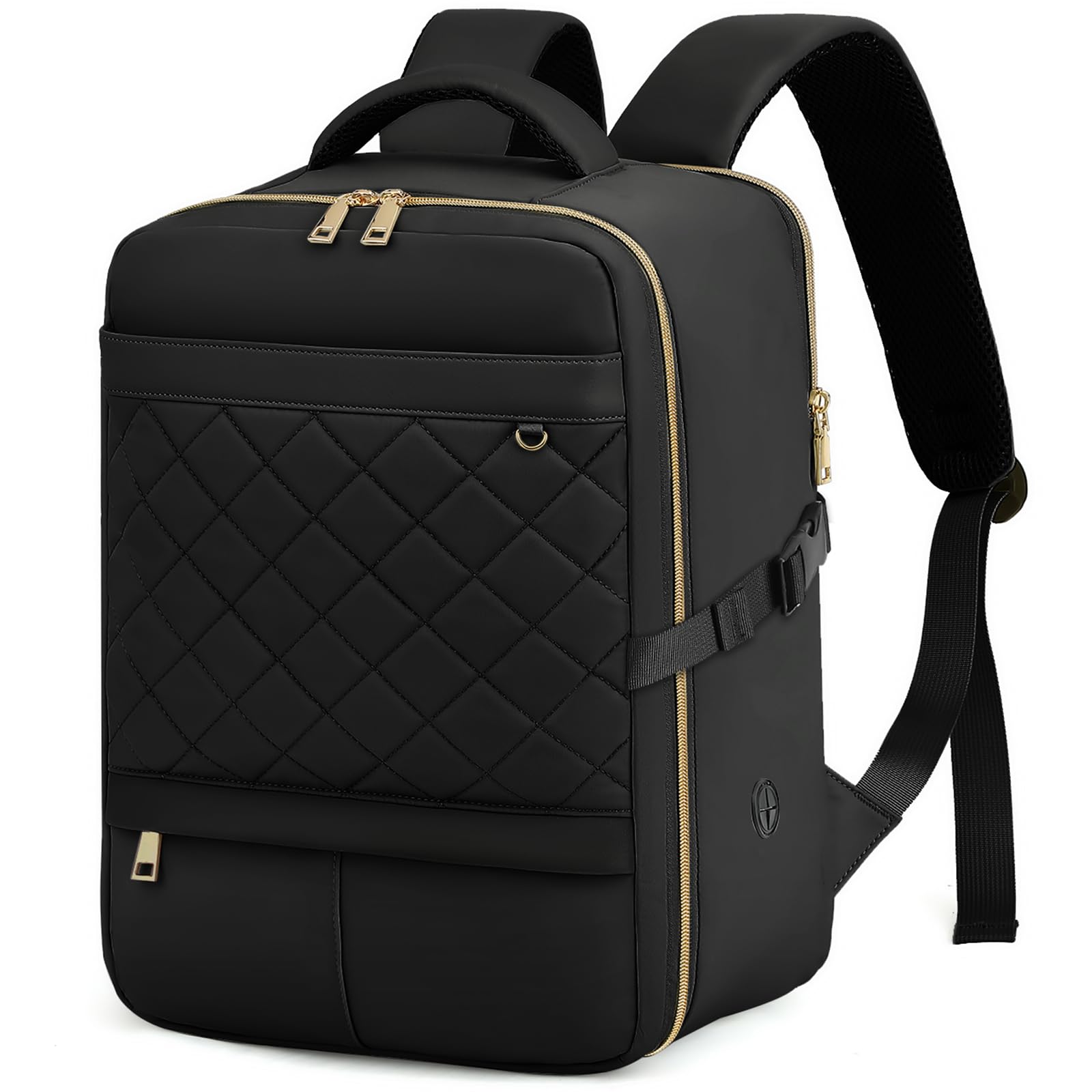 Yankony Handgepäck Rucksack Flugzeug 40x30x20 für Ryanair Reiserucksack 14 Zoll Laptopfach 24L Cabin Bag Unter Sitzplatz Travel Backpack für Damen, Schwarz