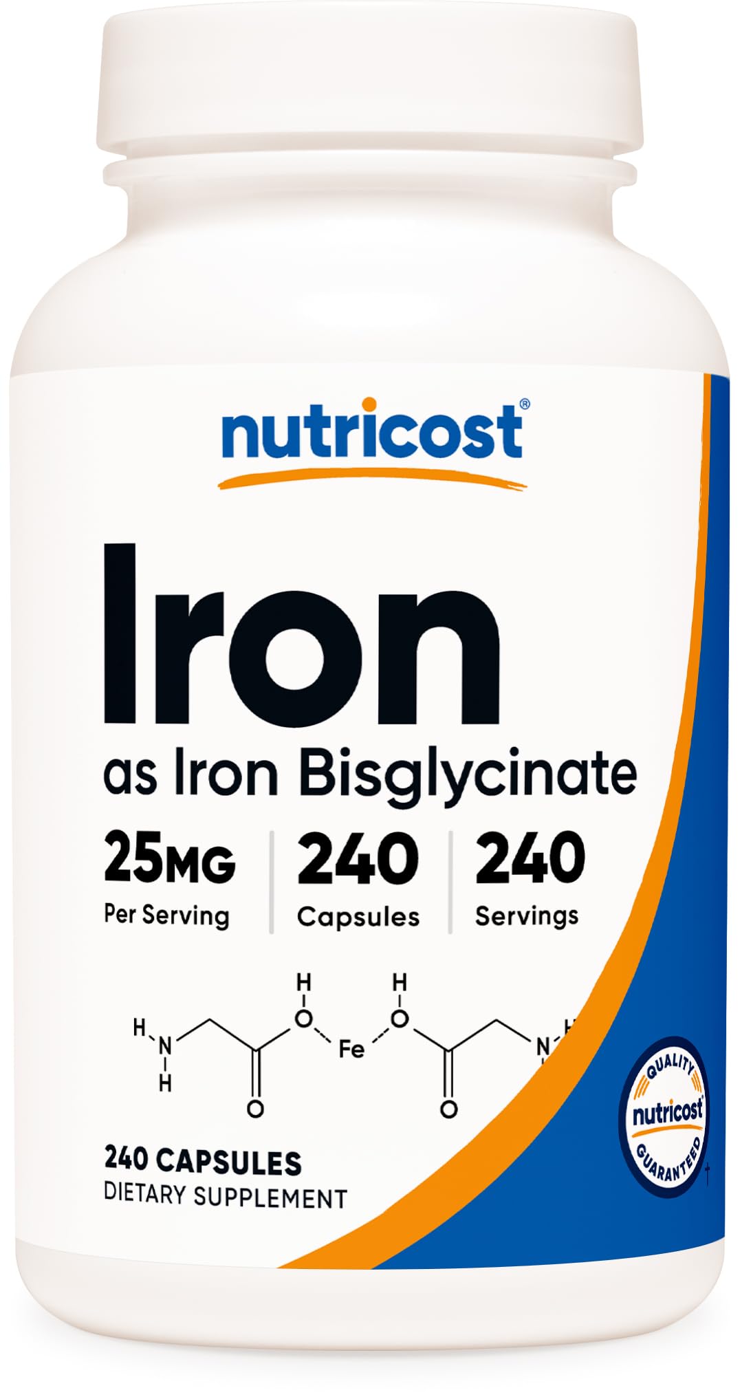 Nutricost Iron Bisglycinate Supplement (25mg) 240 Capsules, Gentle Iron