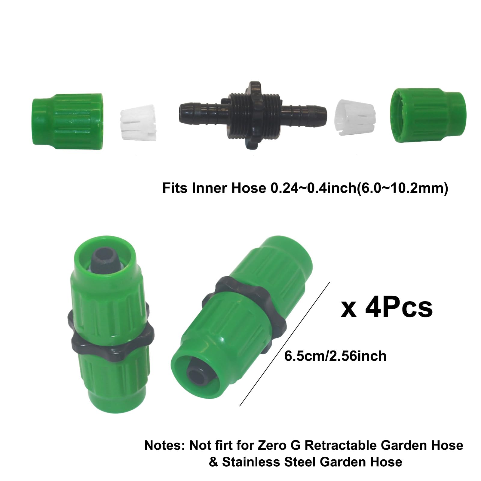 Expandable Garden Hose Repair Kit, 5 Packs Dual-Channel Flexible Garden Hose Connector Hose Plastic Hose Repair Accessories for 3/4
