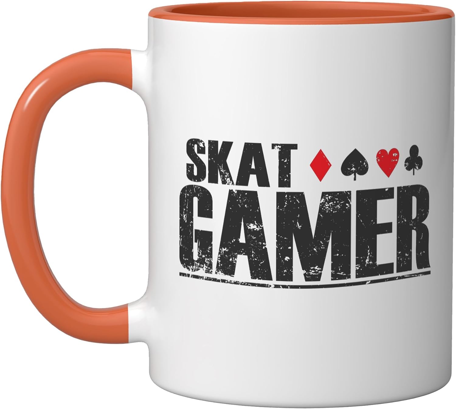 Skat Gamer Card Game playing Cards Irritate Ceramic Mug, Orange/White, 11oz