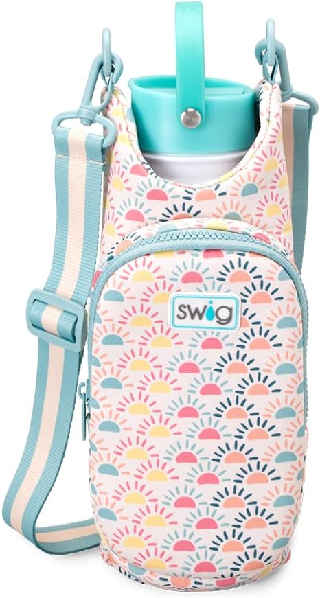 Swig Life Water Bottle Sling Bag, Water Bottle Holder with Adjustable Strap, Bottles Carrier Bag with Zippered Phone Pocket, Holds 36oz Bottles, Bottle Accessories (Blue Lagoon)