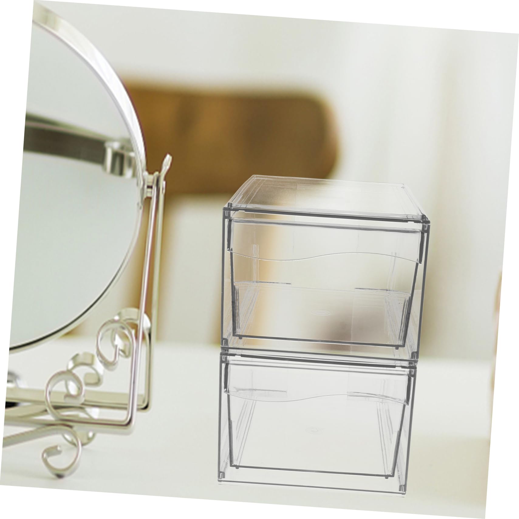 OUNONA 2stücke Stapelbare Acryl-aufbewahrungsboxen Mit Transparenter Organizer Für Kosmetik Make-up Und Hautpflege Multifunktional Für Schreibtisch Und Badezimmer Robust Und Platzsparend