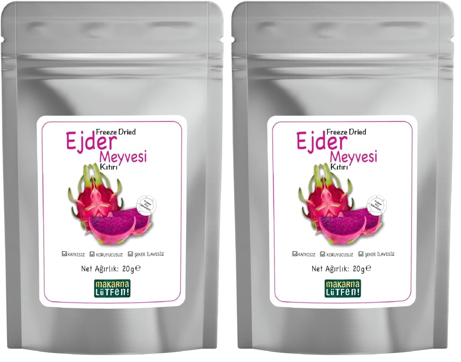 Ejder Kuru Meyve Cipsi Dondurularak Kurutulmuş Freeze Dried Meyve Kıtırı (20 g) 2li paket