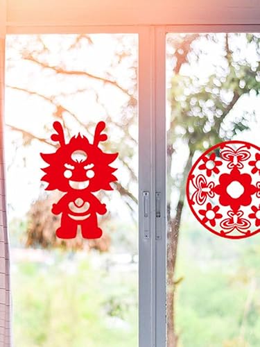 Miniatura 2 de Decoraciones de año nuevo chino 2024, paquete de 30 calcomanías de ventana de papel de corte de papel con 2 tijeras, diseño de manuscrito