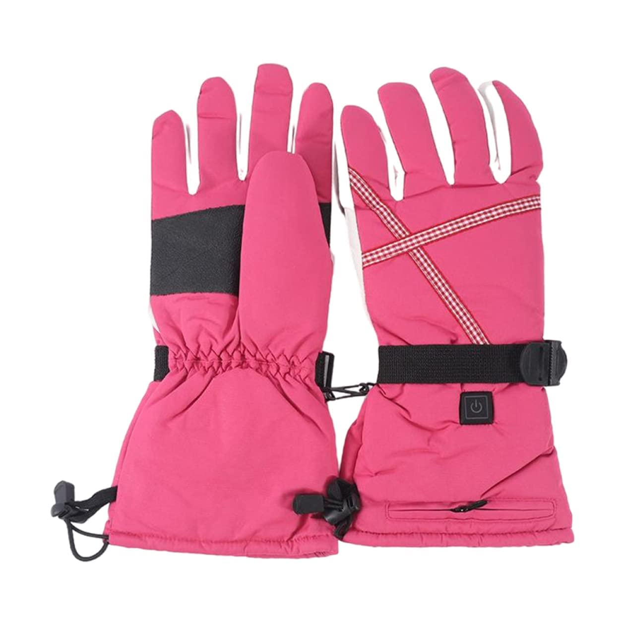 CHEWYNP Guanti riscaldati Guanti Termici elettrici alimentati a Batteria Rosa Ricaricabili, per Ciclismo all'aperto Montorcycle Campeggio Escursionismo Sci-1 Paio M