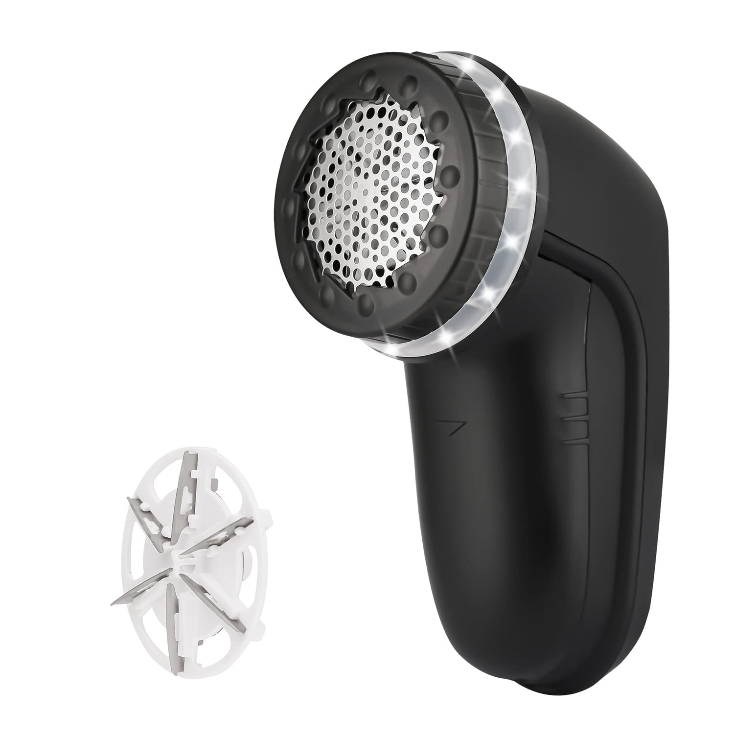 Electric Fabric Lint Shaver Portable Bobble Remover For Cloths Furniture Fluff Balls Pills Rechargeable With 2 Free Extra Blade-Black