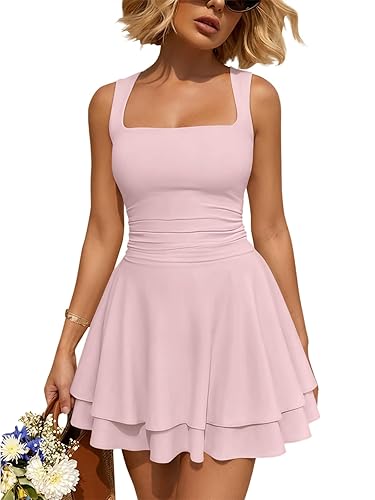 Trendy Queen Women's Square Neck Summer Party Flowy Ruffle Hem