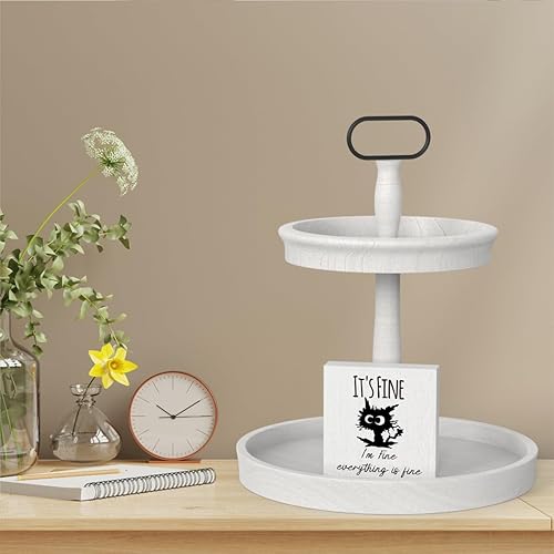 Miniatura 5 de Letrero con texto en inglés "It's Fine I'M Fine Everything is Fine", decoración de escritorio de gato negro, divertidas decoraciones de escritorio