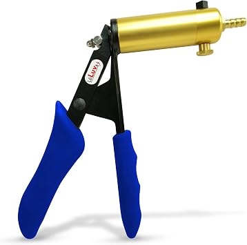 LeLuv Ultima Vacuum Pump Handle - Brass Chamber with Blue Ergonomic Smooth Silicone Grips