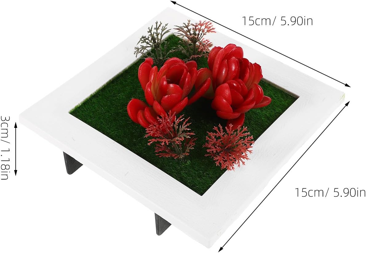 Tofficu Artificial Greenery Photo Frame Xmas Wall Mounted Red Plastic Decor