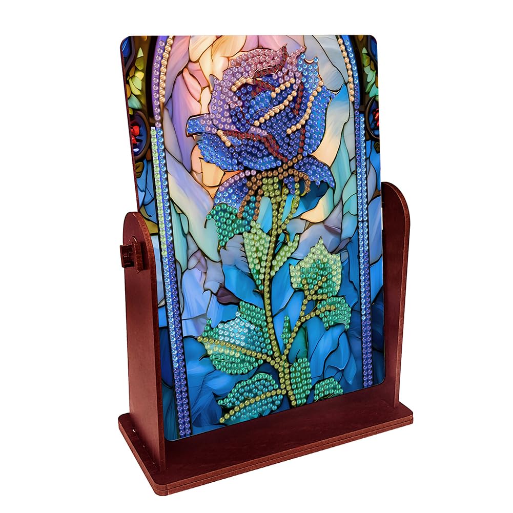 Fiorky Animals Special Shape Table Top Diamond Painting Mirror Kit Desktop Diamond Mirror Art Kits 5D DIY Diamond Art Tabletop Decor Bedroom Table Wall Decor Home Office Decor