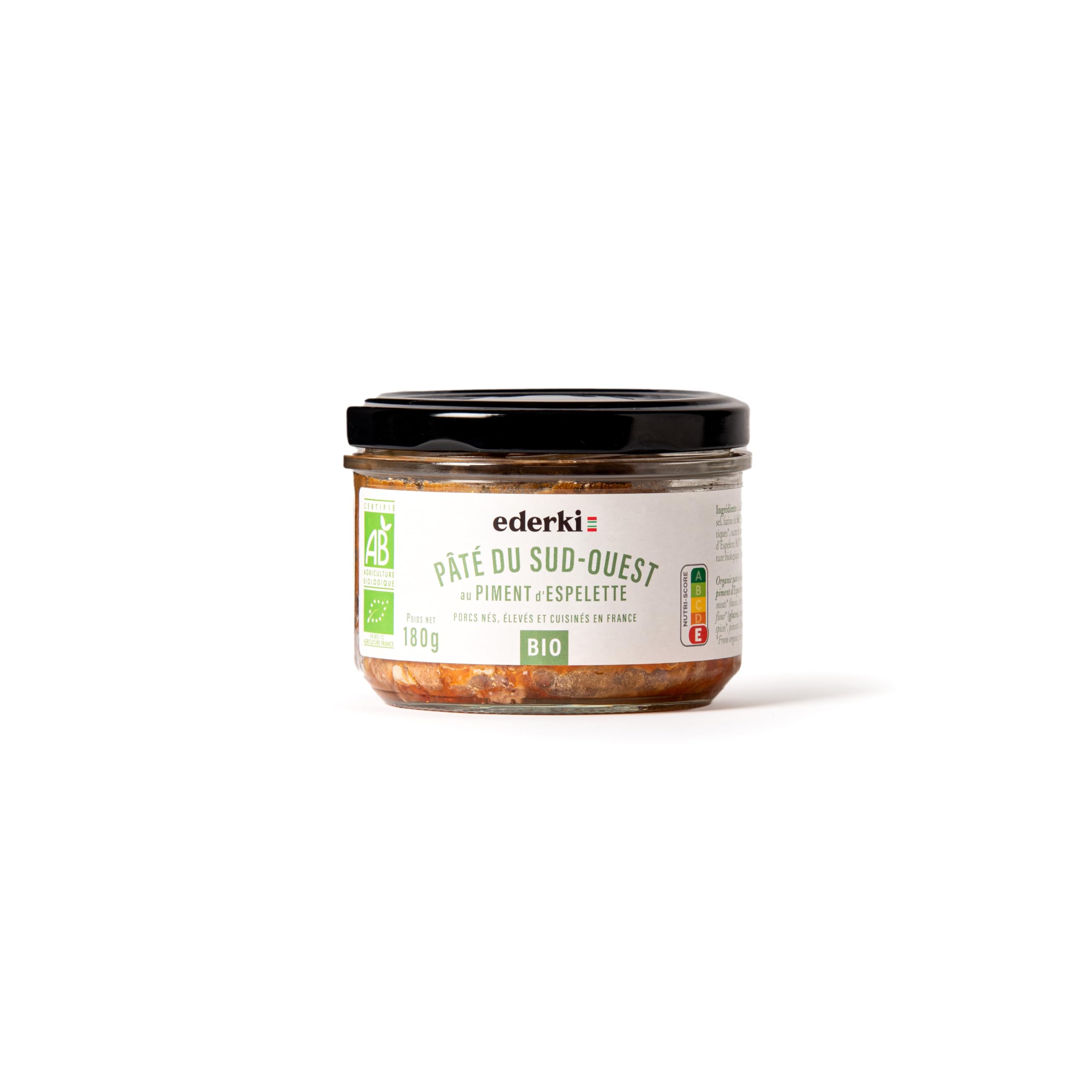 EDERKI - Pâté du Sud-Ouest bio au Piment d'Espelette 180g