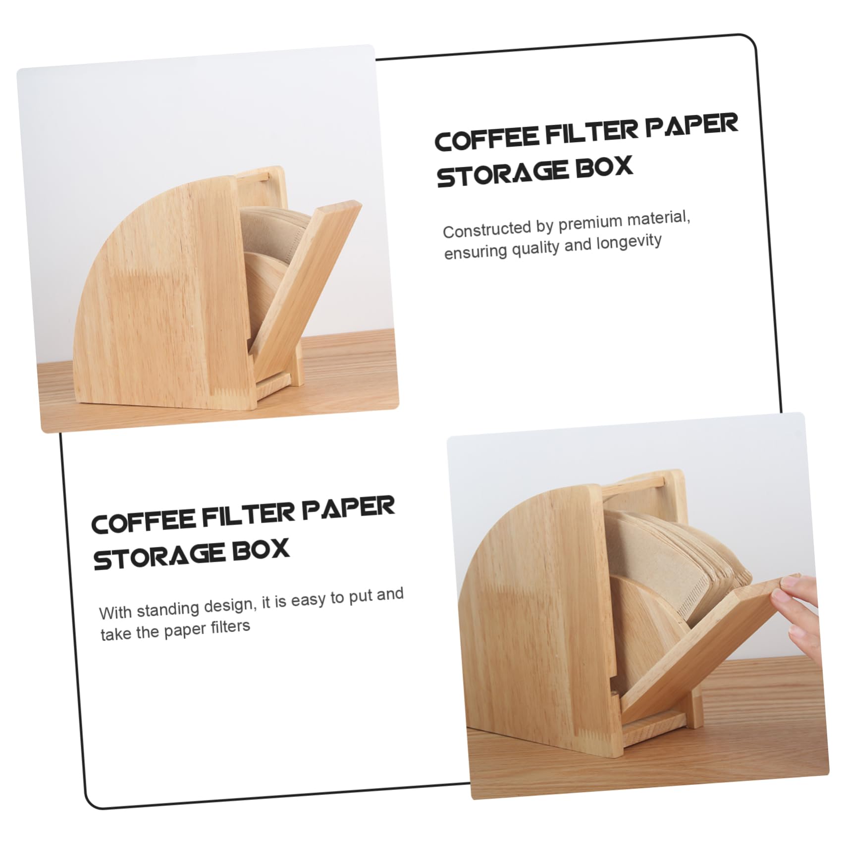 GLEAVI Kaffeefilter Halter aus Holz Kaffeefilter Aufbewahrungskiste Filterpapier Organizer für Zuhause und Büro mit Großem Fassungsvermögen und Schöner Optik