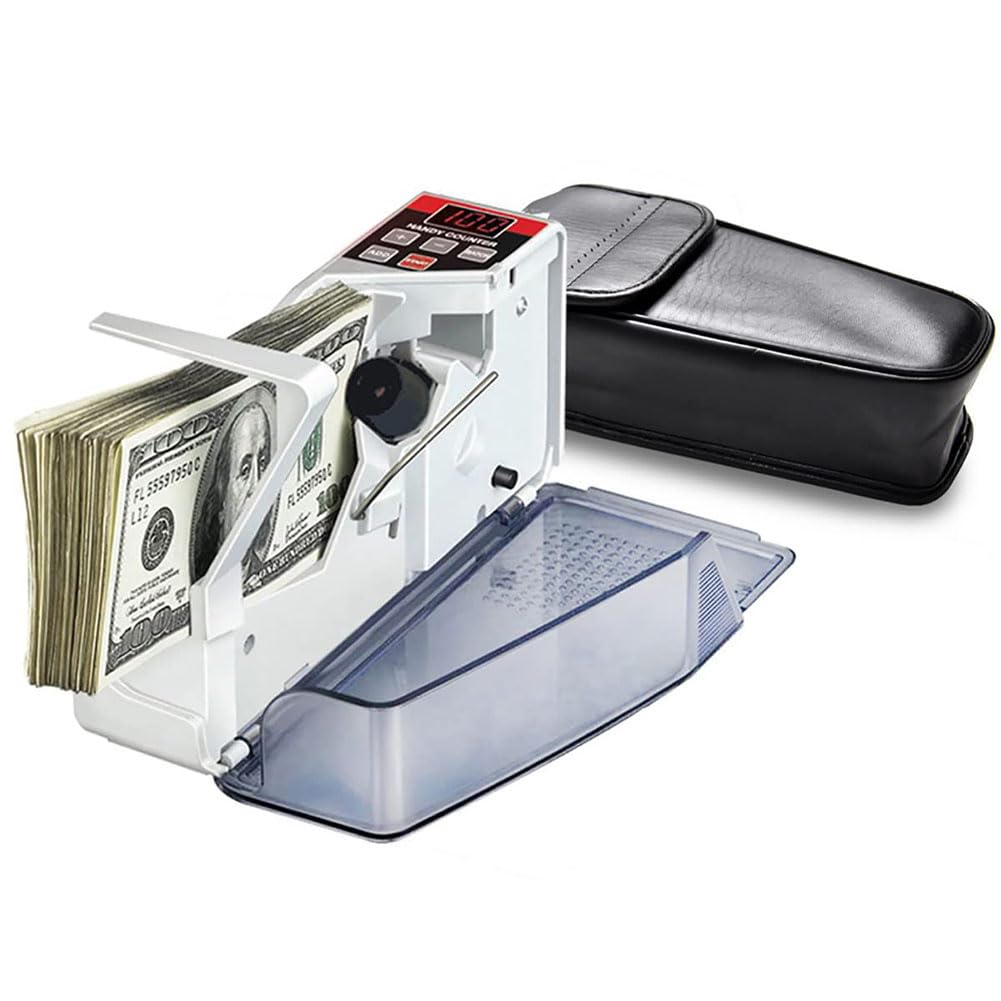 ZHJOPP Money Counting Machine - Mini Handheld Currency Counter with LED Display for Banknotes - Portable Bill Cash Register