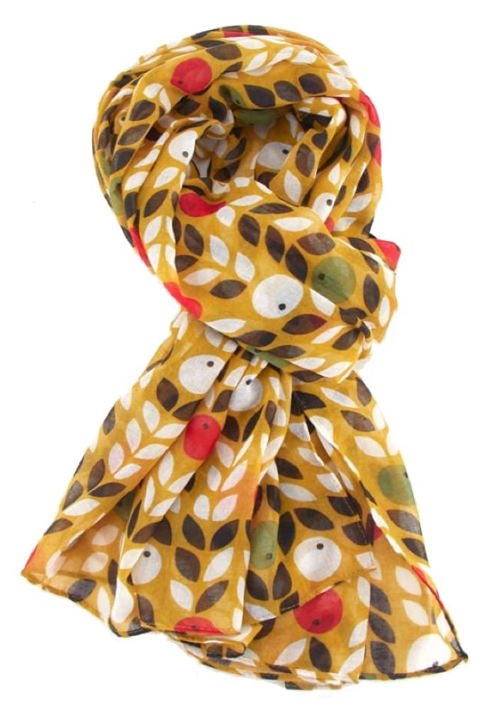 The Olive House Women's Mustard The Olive House® Berries Floral Design Scarf