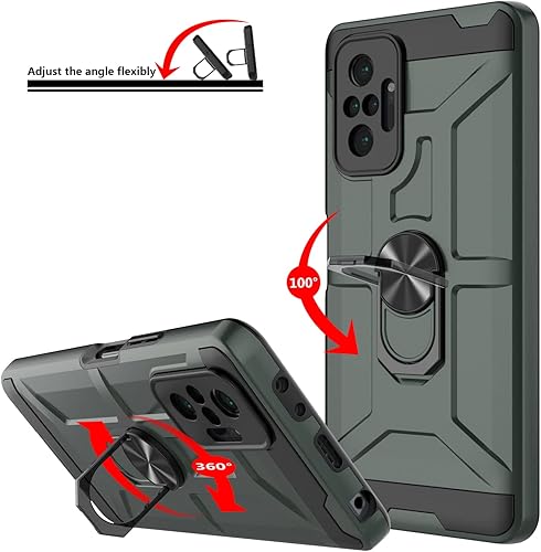 Miniatura 5 de Funda para Xiaomi Redmi Note 10 Pro, Redmi Note 10 Pro MAX con 3 protectores de pantalla de vidrio templado, soporte de anillo integrado y soporte