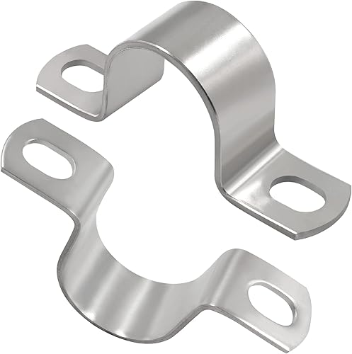 Miniatura 4 de Cionyce Paquete de 12 correas de tubo M27 de acero inoxidable 304 con abrazadera en U, 2 agujeros rígidos para tubería (paquete de 12, 0.87 pulgadas)