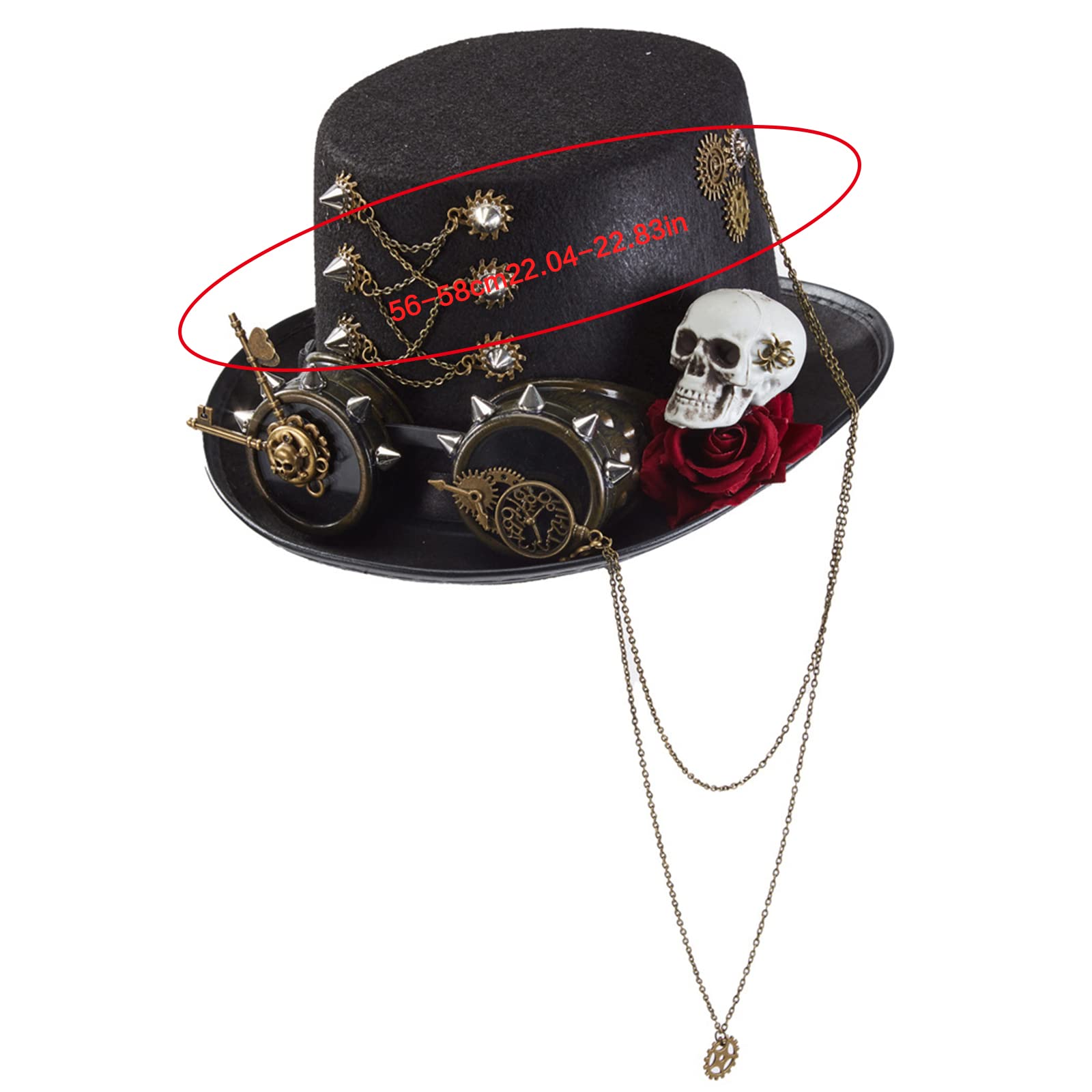 Sombrero Steampunk con gafas de esqueleto rosa