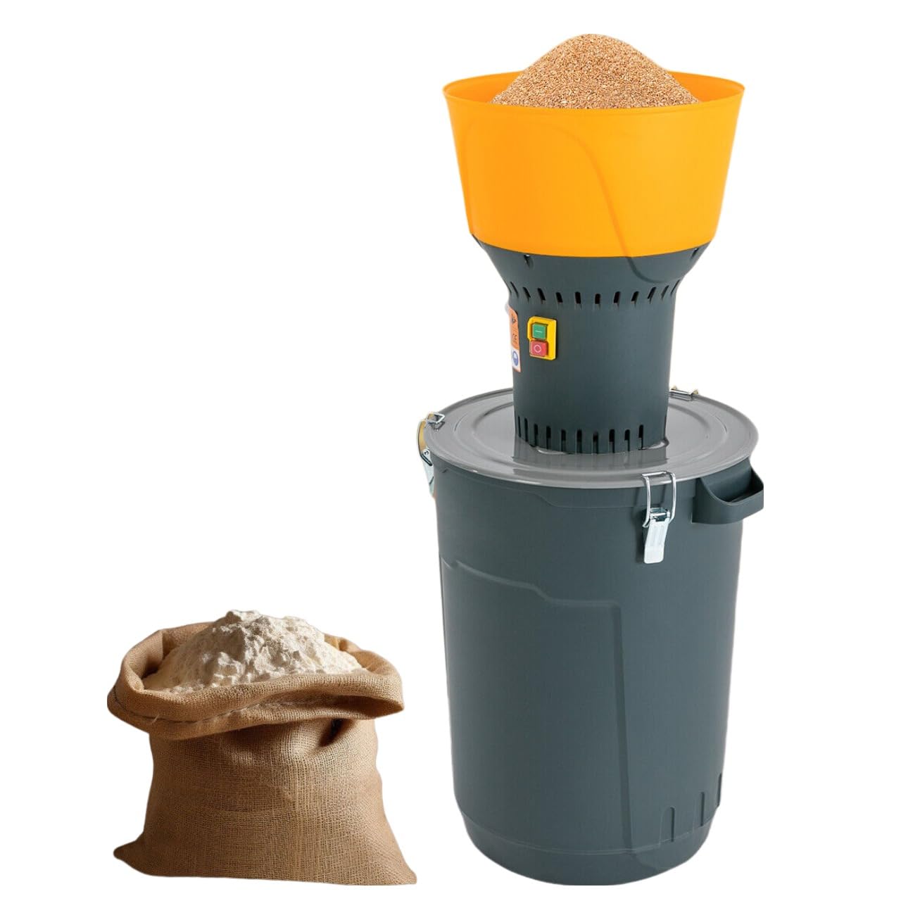 Molino de cereales eléctrico de 220 V con embudo y bandeja de recuperación, molino agrícola 400 kg/h con 5 tamices de molienda para arroz, maíz, cereales, café, trigo