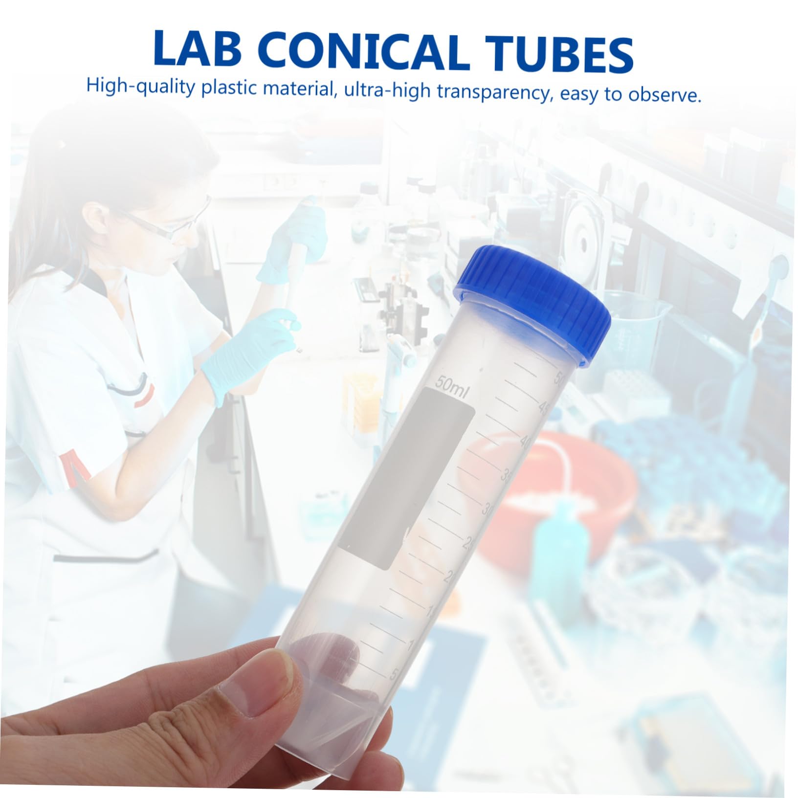 Provette Centrifuga in Plastica da 50ml Tappo a Vite, 50 Pezzi | Scala Trasparente, Posizioni di Sfiato e Chiusura Totale, per Biochemia e Biologia Molecolare Colore Casuale
