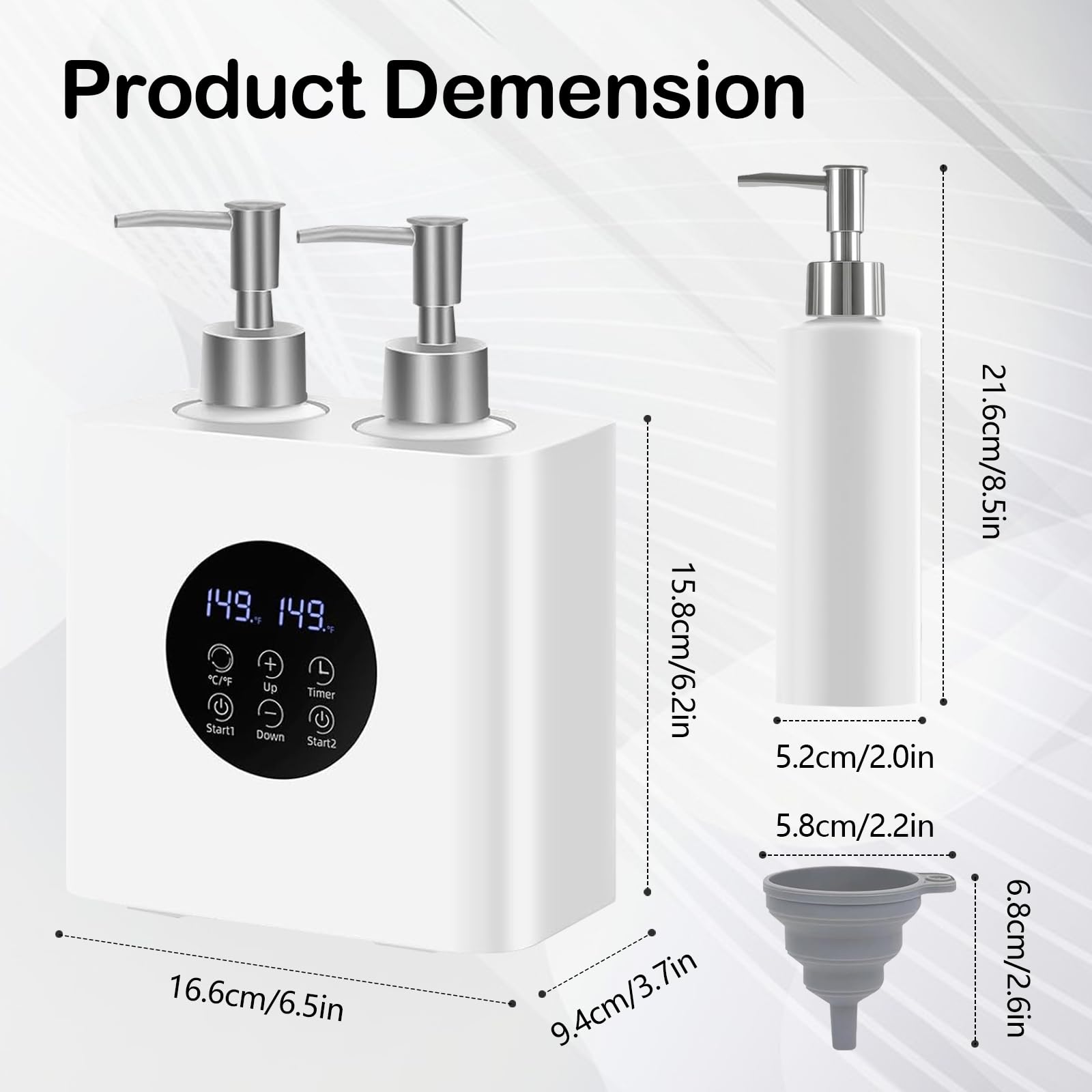 Chauffe-huile de massage double avec quatre distributeurs de bouteilles d'huile, 900ml réglable en continu 0-65°C contrôle thermostat lotion avec protection anti-gouttes pour salon & ménage SPA
