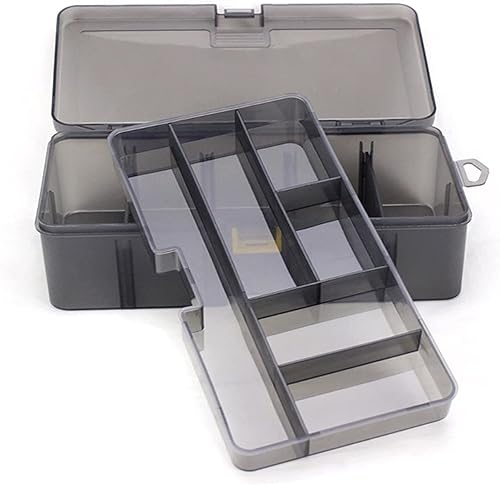 HASMI caja de herramientas Multi-Division Dual Layer Tool Box Storage Case Multifunctional Organize Fishing Lure Screws Nuts Tape Measure Home Clear