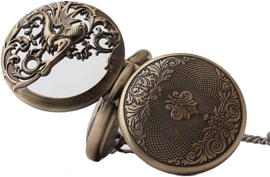 Desconocido Reloj de Bolsillo, Reloj de Bolsillo con Cadena Vintage Cuarzo Medio Cazador Regalo de Moda