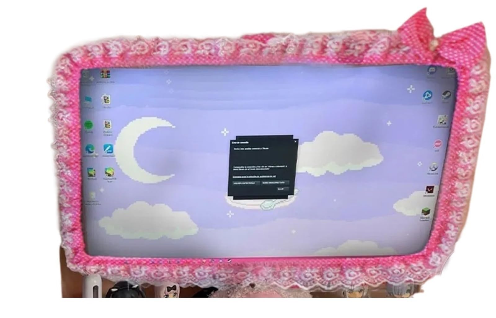 Qvorlth Rose Red 23-26Inch Monitor Cover 2Pcs Lace Fabric With Pocket With Bow Home Decorations Monitor Dustproof Cover Computer Frame Screen Dust(Rose Red 23-26Inch)