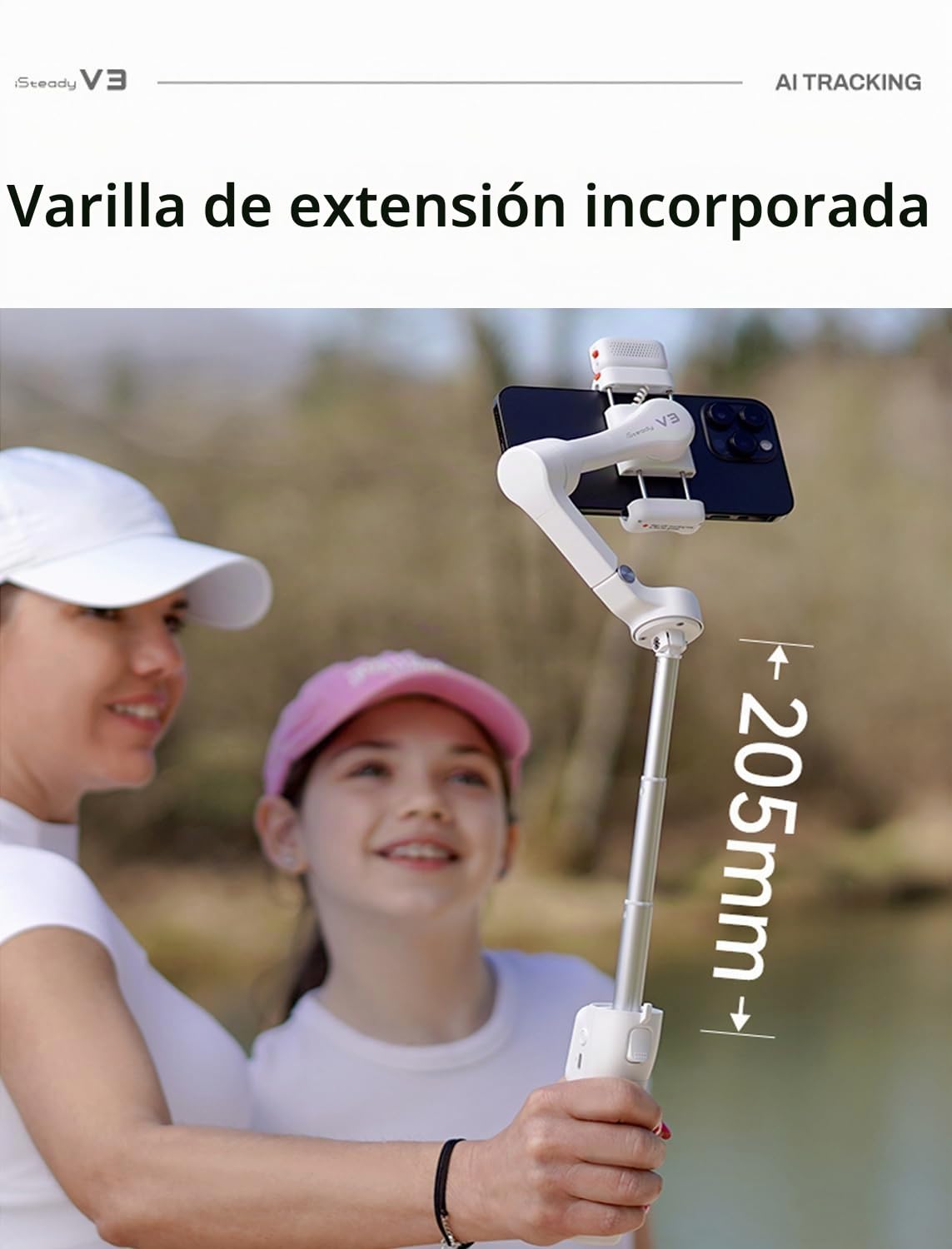 Hohem iSteady V3 Gimbal estabilizador para Smartphone, AI Tracker, luz de Relleno magnética, Control Remoto Desmontable, trípode Integrado con Barra de expansión, Mejorado