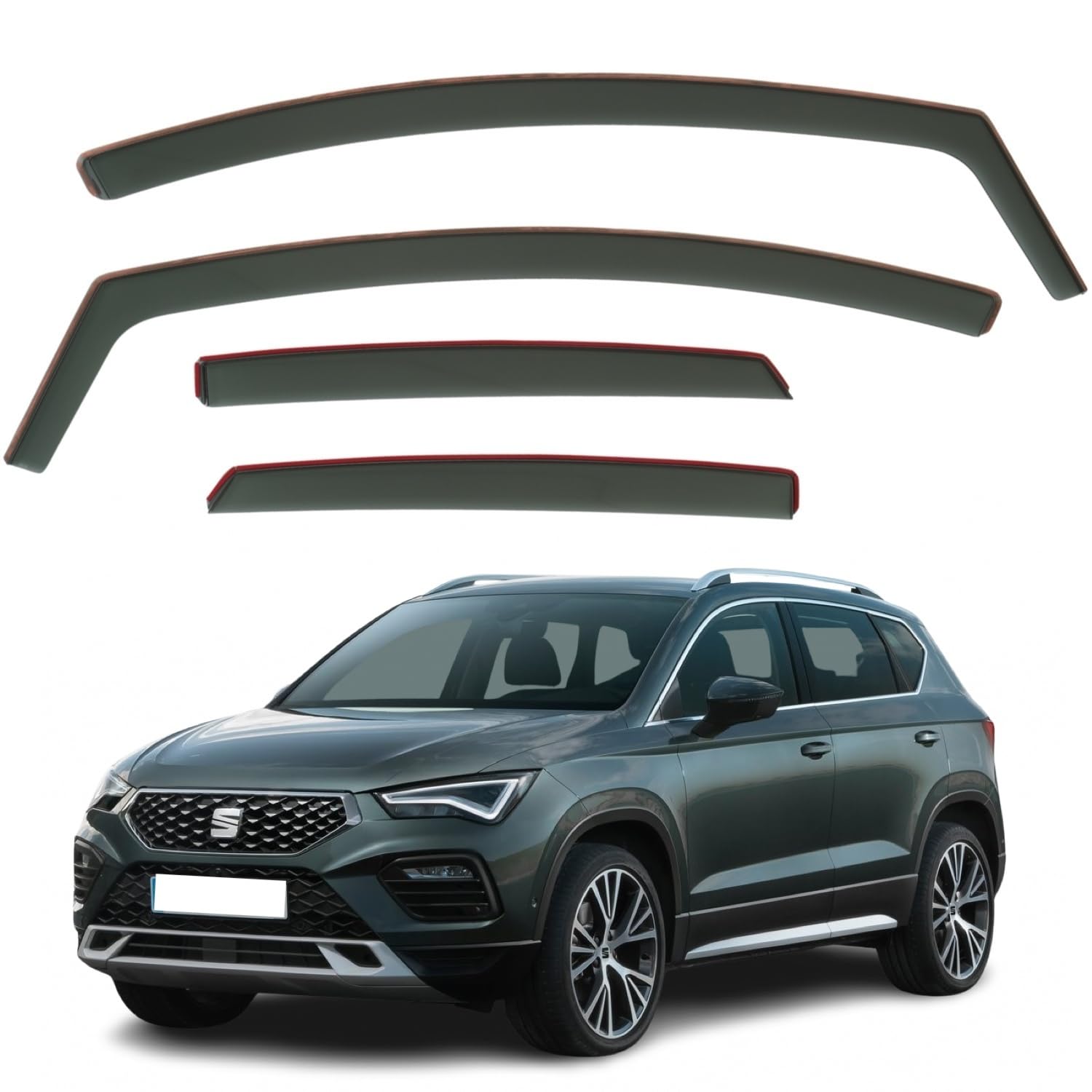 Juego de 4 deflectores de viento compatibles con modelos Seat ATECA 2016 2017 2018 2019 2020 2021 2022 2023 2024.