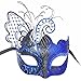 CCUFO Masquerade Venetian Luxury Face Mask for Women Metal Sparkling Butterfly | Party, Ballroom, Fancy Prom, Mardi Gras, Wedding, Wall Decoration (Black/Blue Butterfly)