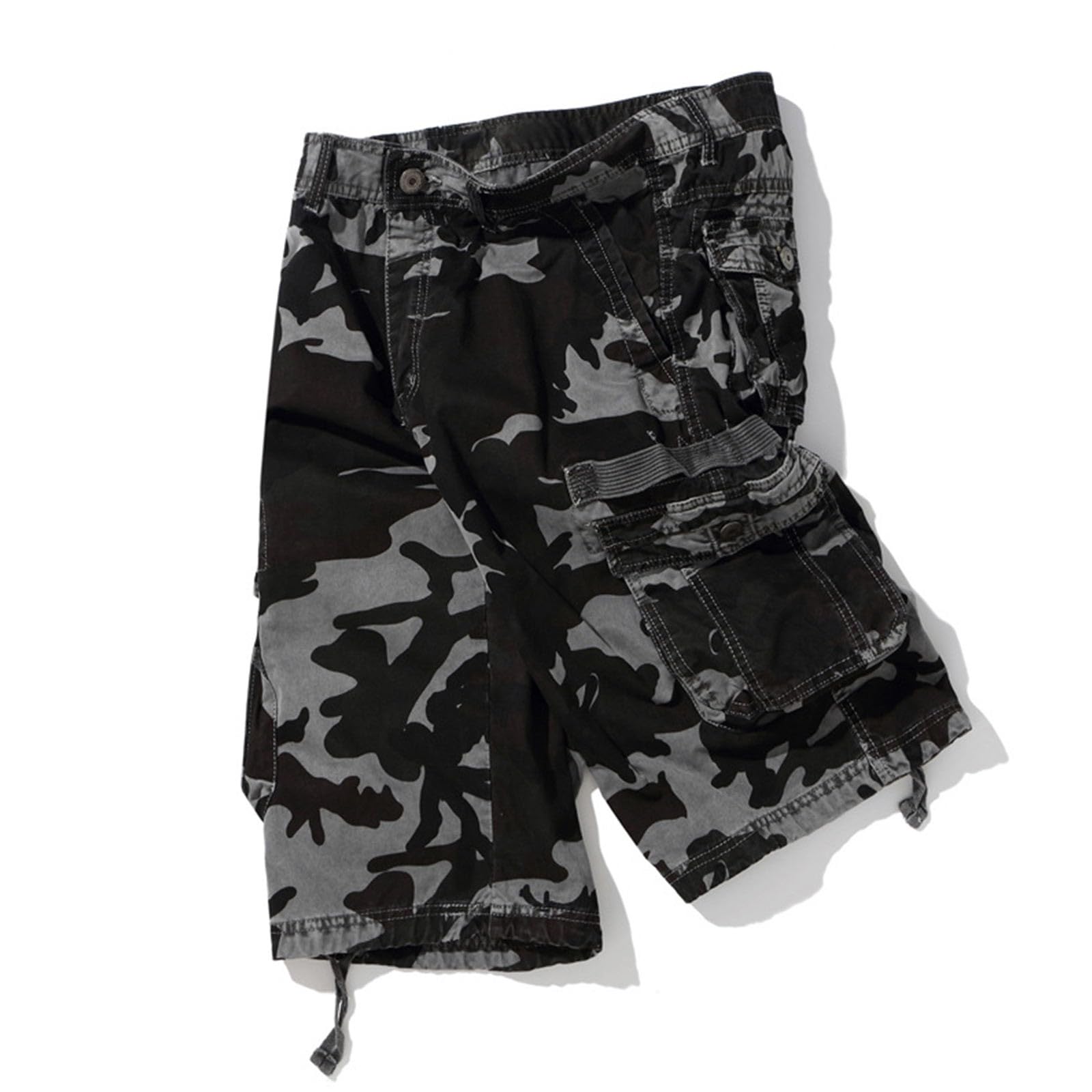 Short Cargo Homme Court, Short de Sport Court Homme avec Poches Extensible À Taille Élastique Séchage Rapide Short Course a Pied Confortable Multi-Utilisation, Finition Soignée, D'extérieur