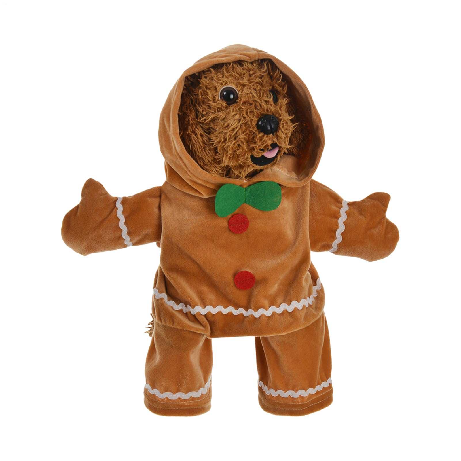 HohuzSruk Dog Gingerbread Costume 20cm Polyester Yellow Dog Standing Gingerbread Outfit Soft Gingerbreads Man Hoodie For Dogs For Home Outdoor Lawn Backyard Apartment Garden Holiday Walking