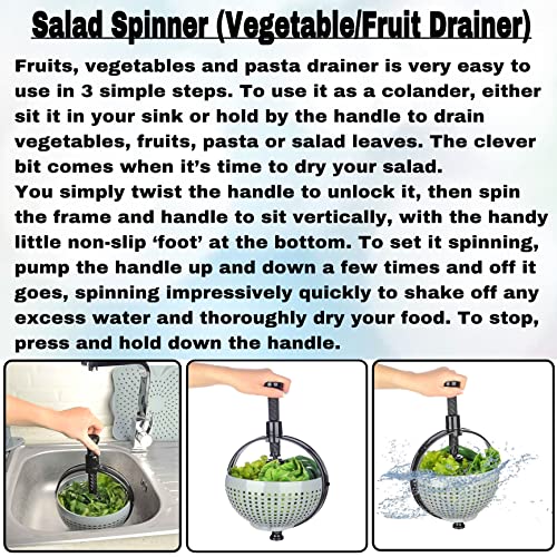 Large Capacity Collapsible Salad Spinner with Non-Scratch Colander - Image 6