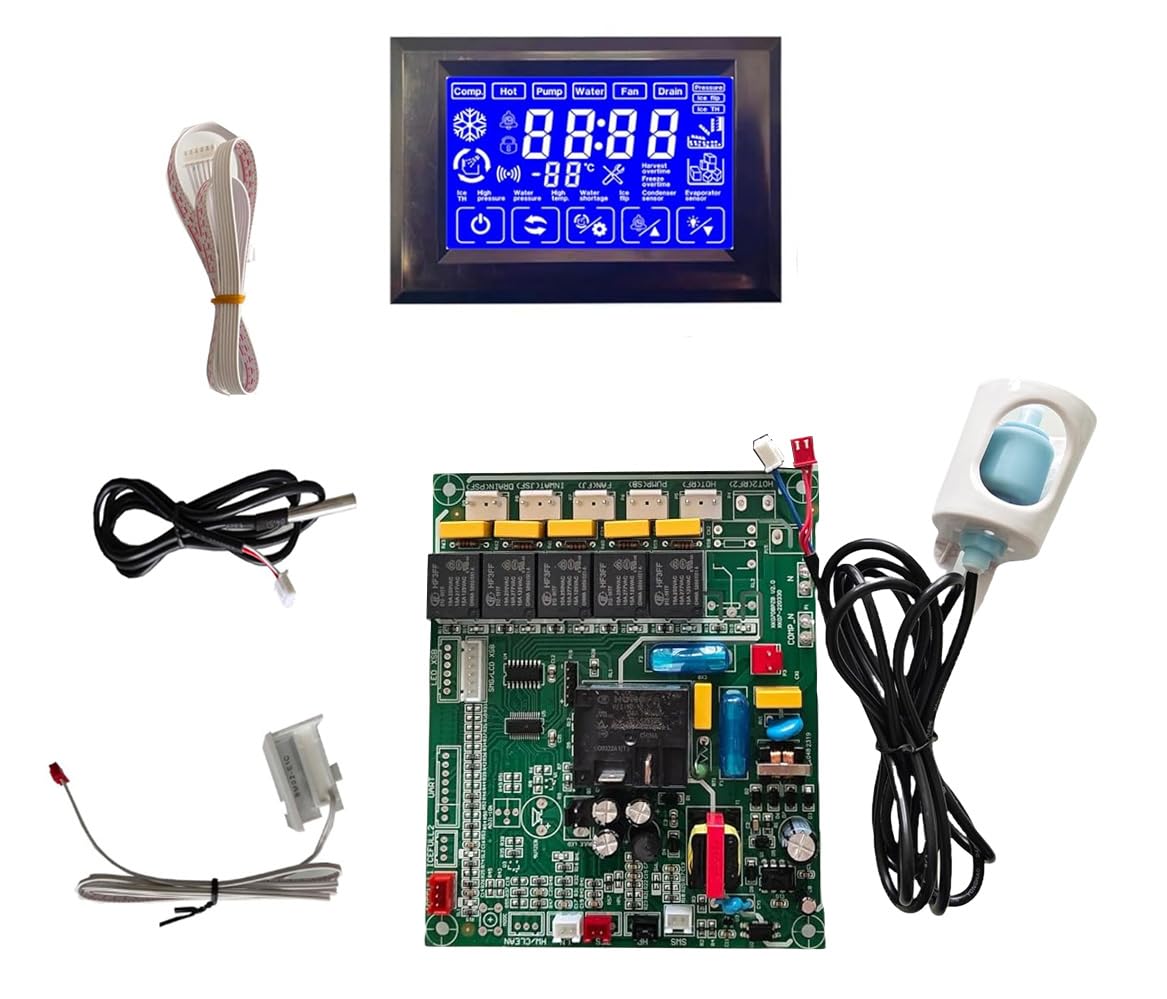 Generic Blue Touch Screen ice Makers Control Board Compatible with Vevor, Cotlin, Coolski etc Brand Machine, with Main Board, Display, and sensors Included