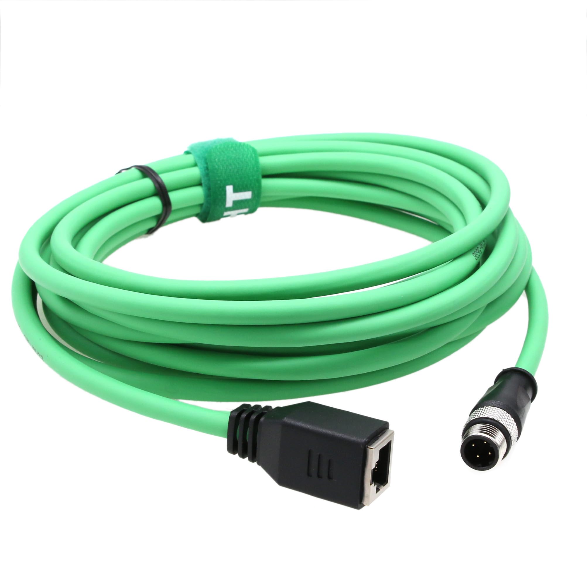 HangTon Câble adaptateur M12 4 broches D-codé vers RJ45 femelle Cat5e pour caméra Profinet Omron Keyence SICK Datalogic Capteur de vision Ethernet Réseau PC PLC 3 m Vert