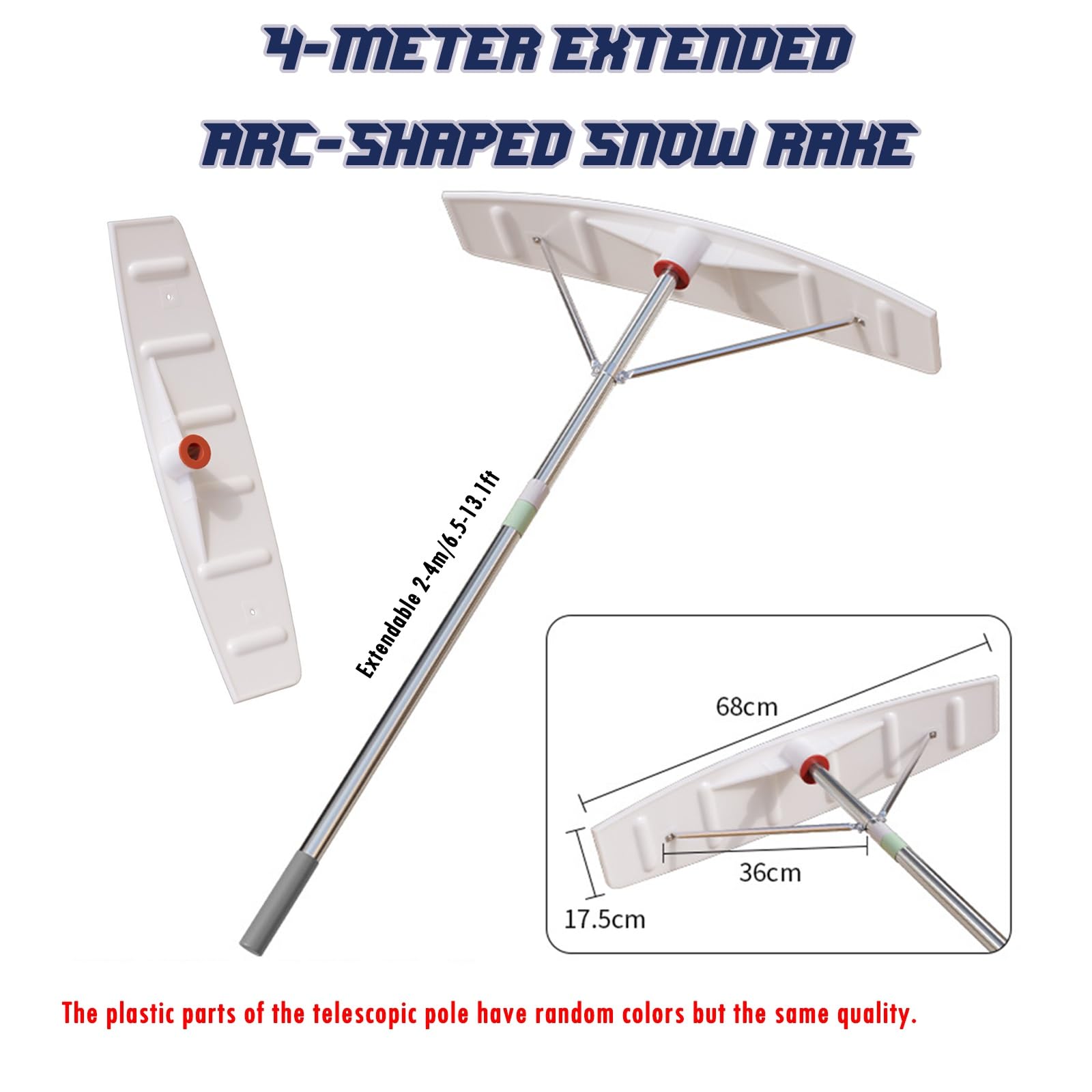 Rastrillo para techos, rastrillo telescópico para Nieve de 6 Metros, Herramienta Ligera de Aluminio para Quitar la Nieve con Marco de Soporte, fácil de Usar para Personas Mayores, rastrillo