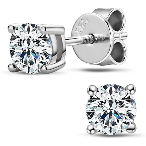 Certified Moissanite Stud Earrings, 3MM to 6.5MM, D Color VVS1, 925 Sterling Silver Earrings, Earrings for Men Women